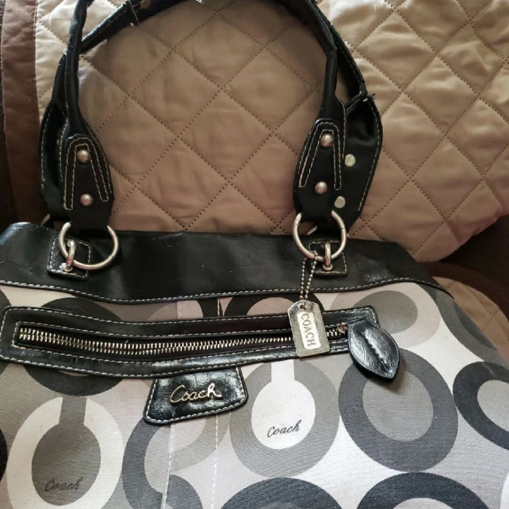 Black and white Coach Purse